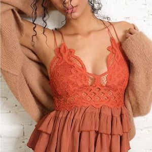 Free People Adella Cami Lace Ruffled Tank Top Winding Roads Size SM 🔥 $68 NWT!!